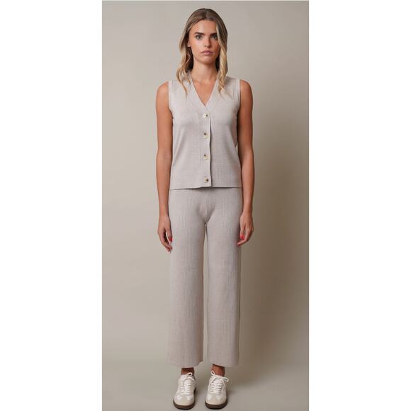 Cyrus Button Down Vest + Loose Pant Set - Black - S - Picture 2 of 7